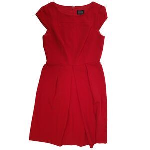 Adrianna Papell Red Fit and Flare Pleated Cocktail Dress Size 8